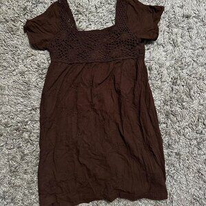 Vintage 2000s Fairy Boho Cotton Brown Angie Brand Dress Size L